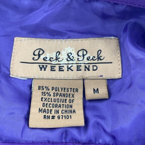 Peck & Peck Weekend Stretch Purple Half Zip Roll Tab Sleeves Shirt Dress Medium - Picture 7 of 8